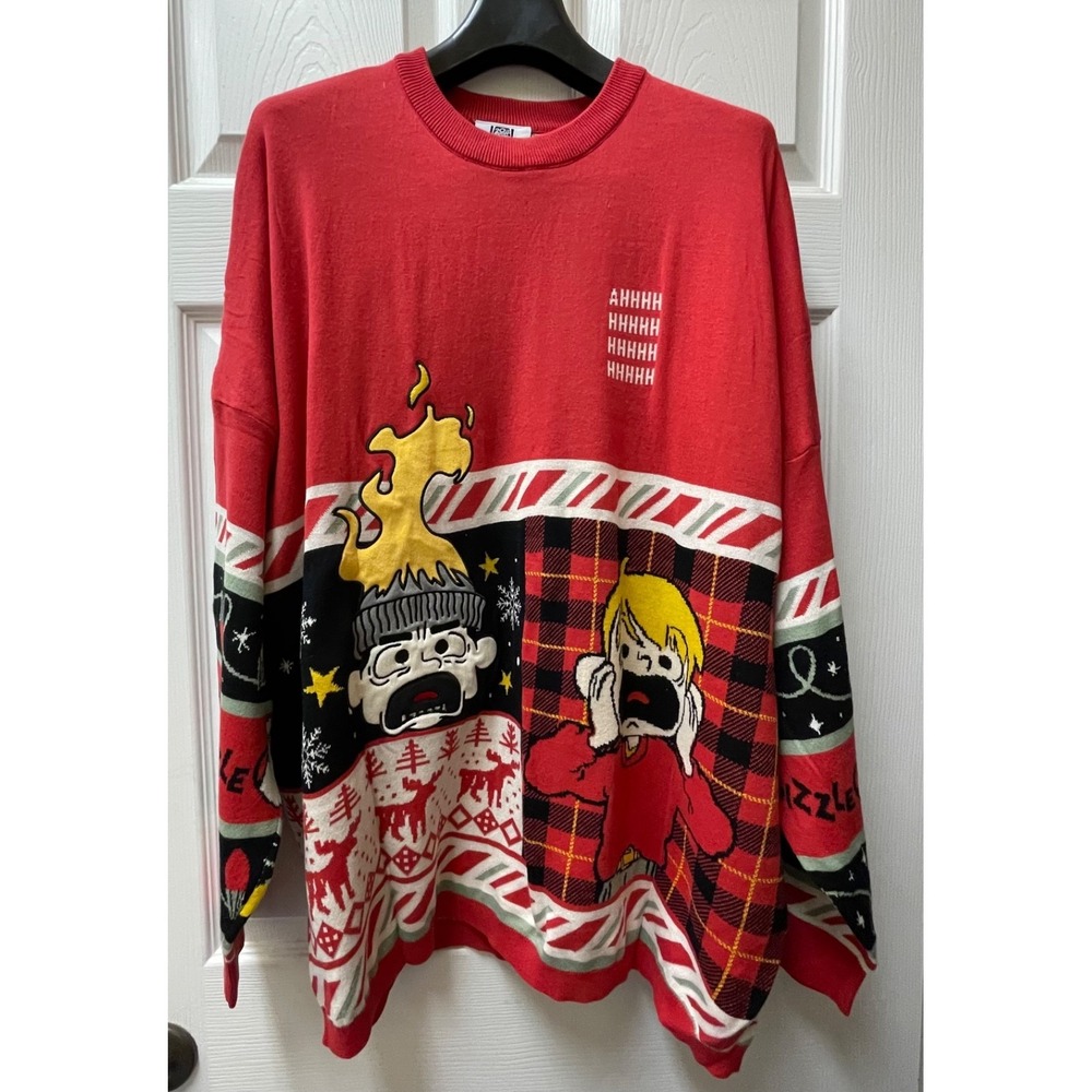Disney Home‎ Alone Adult Size XL Spirit Jersey Sweater Embroidered Christmas